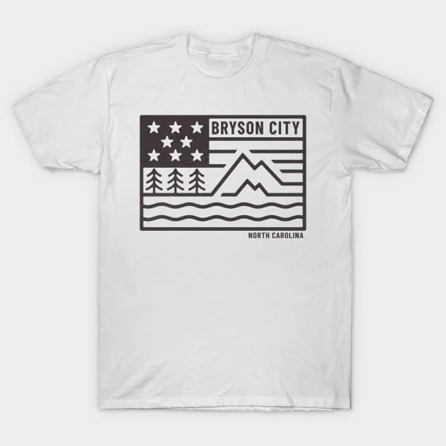 Visiting NC Mountain Cities Bryson, NC Flag T-Shirt by Contentarama